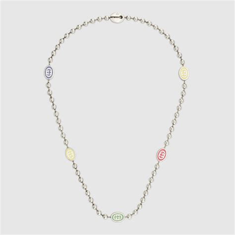 gucci silver chain boule necklase|gucci interlocking g pendant.